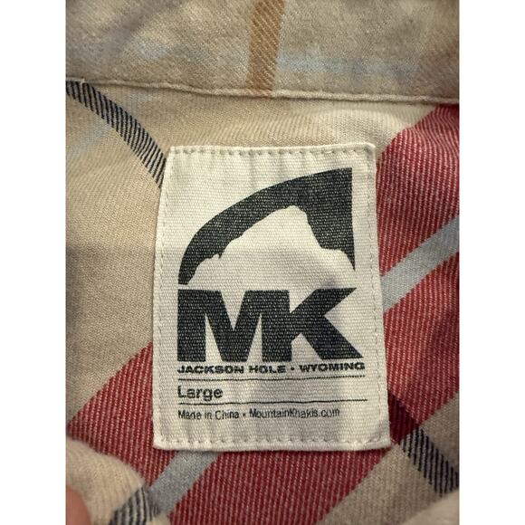 Mountain Khakis Mens Beige Red Plaid Flannel Button Up Long Sleeve Shirt Size L - Picture 5 of 8